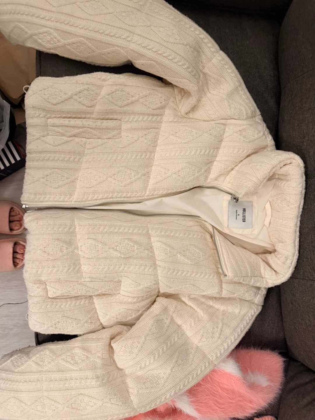 Hollister Cream Cable Knit Puffer Jacket - photo 2