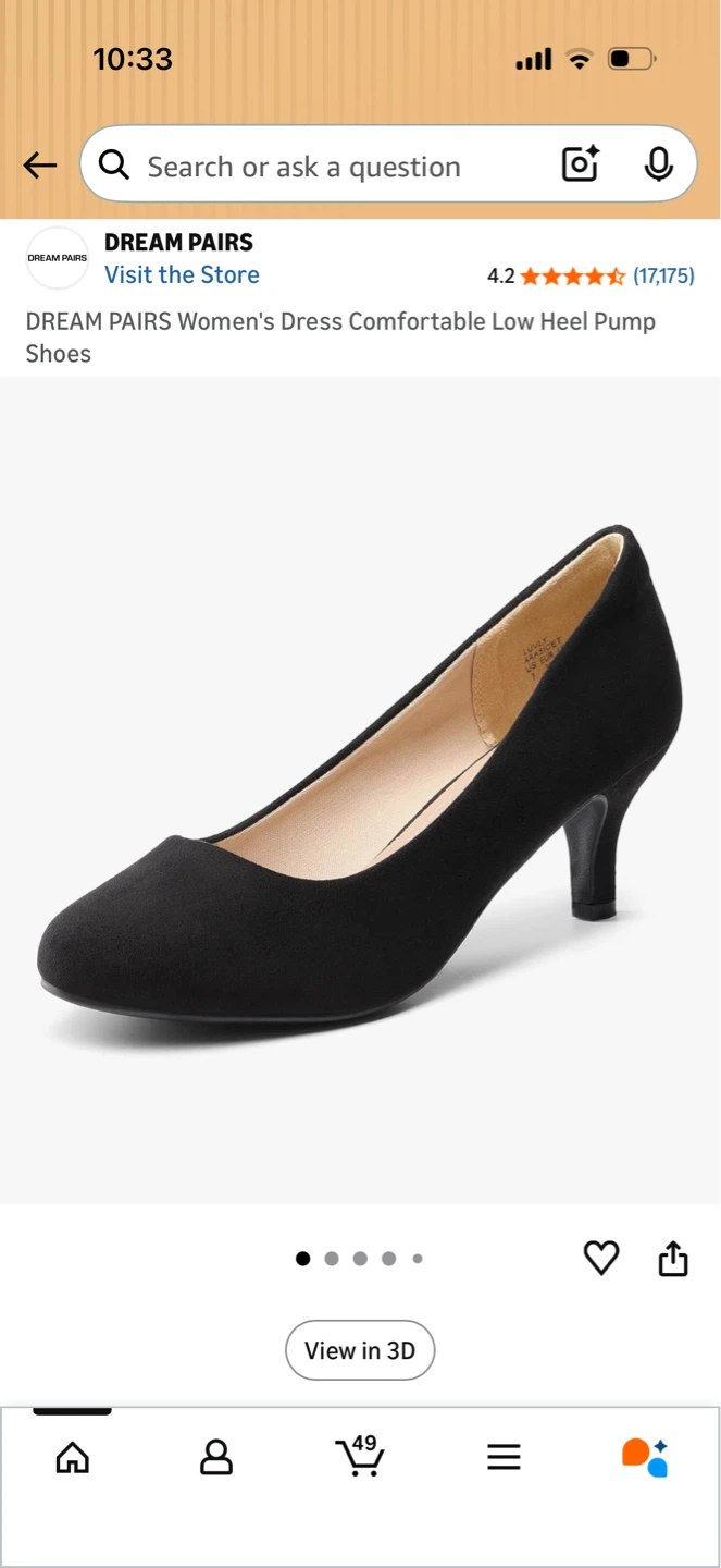 Dream Pairs Women's Black Low Heel Pump Shoes Size 10