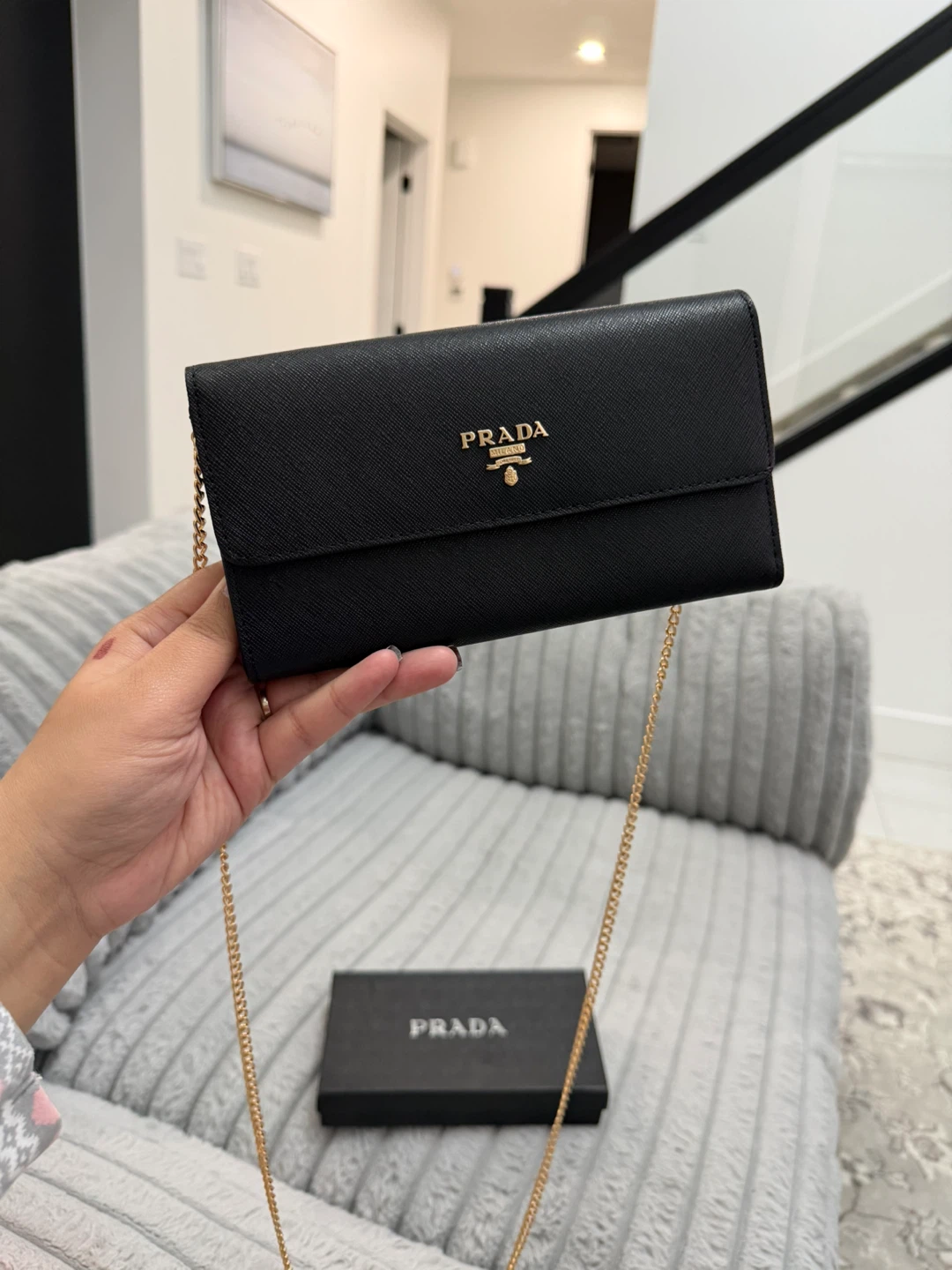 Prada Saffiano Leather Wallet with Chain