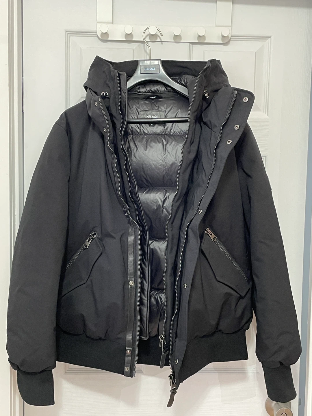 Mackage-DIXON 2-In-1 down bomber jacket with hooded bib - photo 4