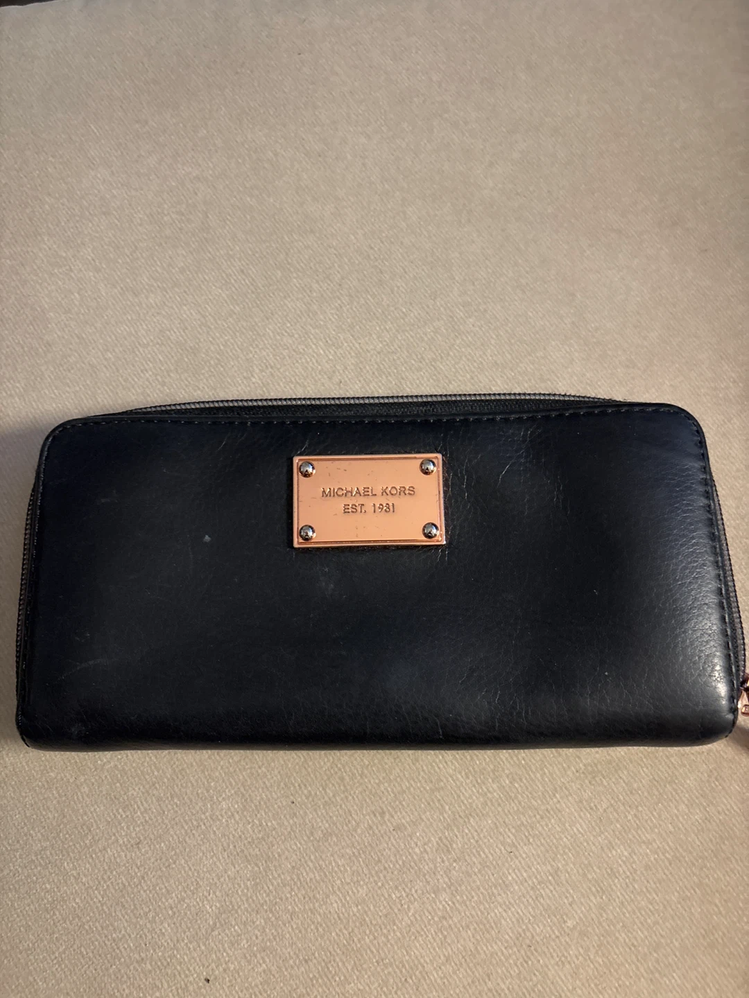 Michael Kors Black Leather Zip Around Wallet