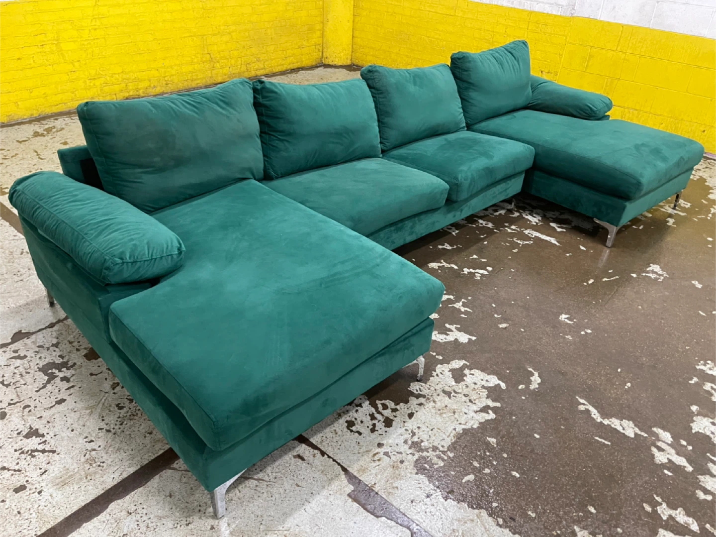 Emerald Green Velvet Sectional Sofa