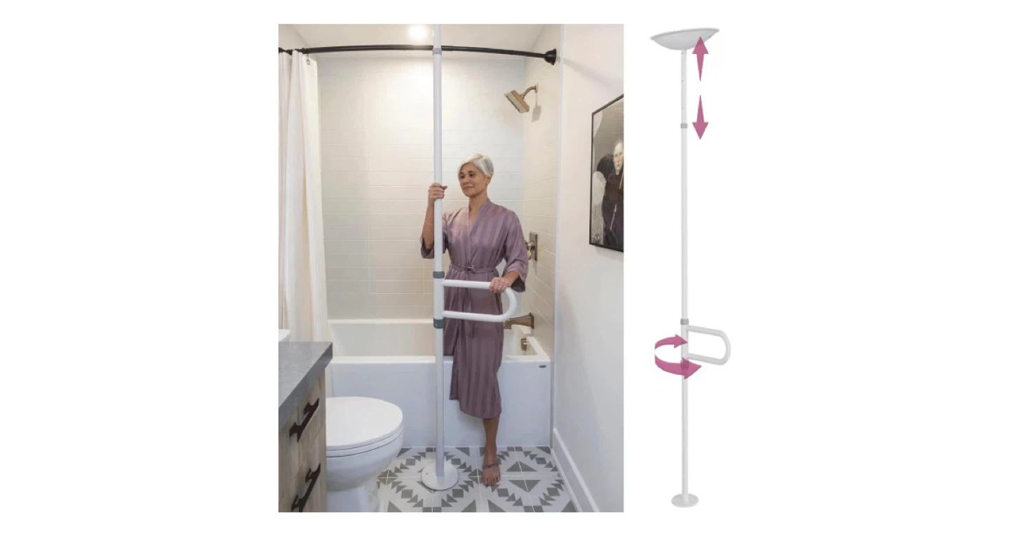 Adjustable Safety Pole with Grab Bar