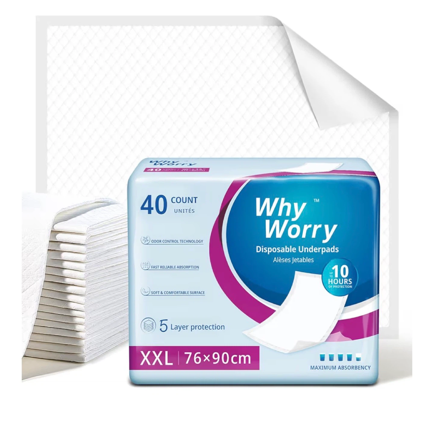 Why Worry Disposable Underpads XXL (40 Count)