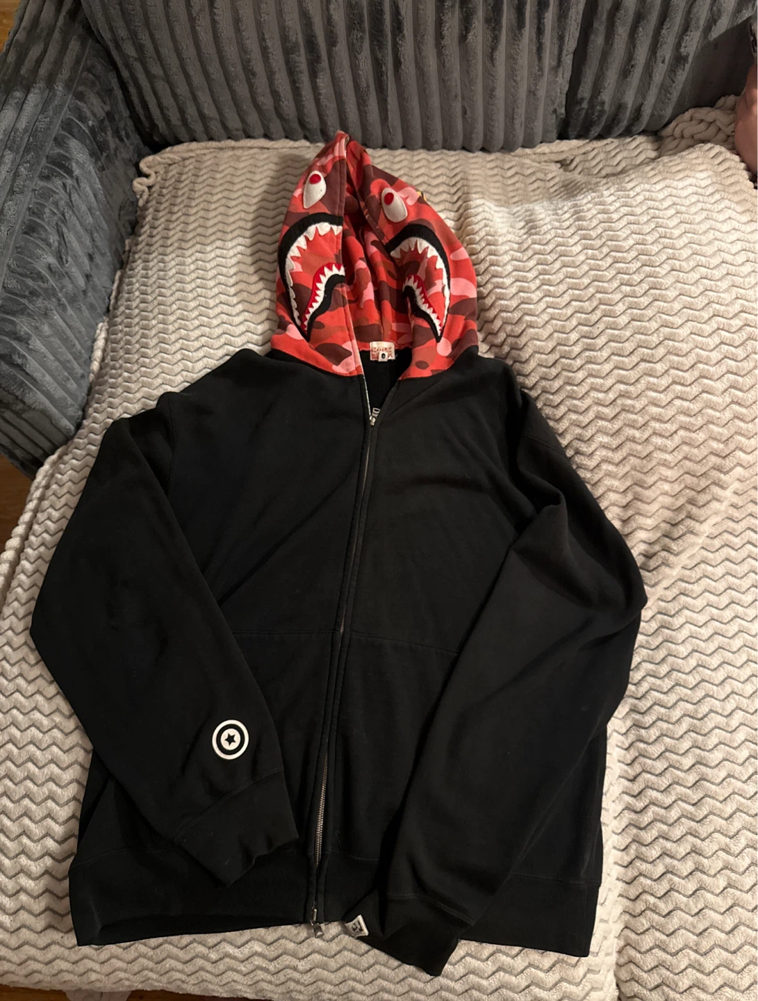 BAPE Full Zip Shark Hoodie Red Camo