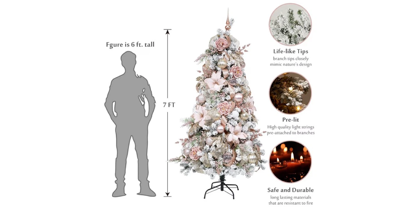 7 ft. Pre-lit Rose Gold Christmas Tree - photo 2