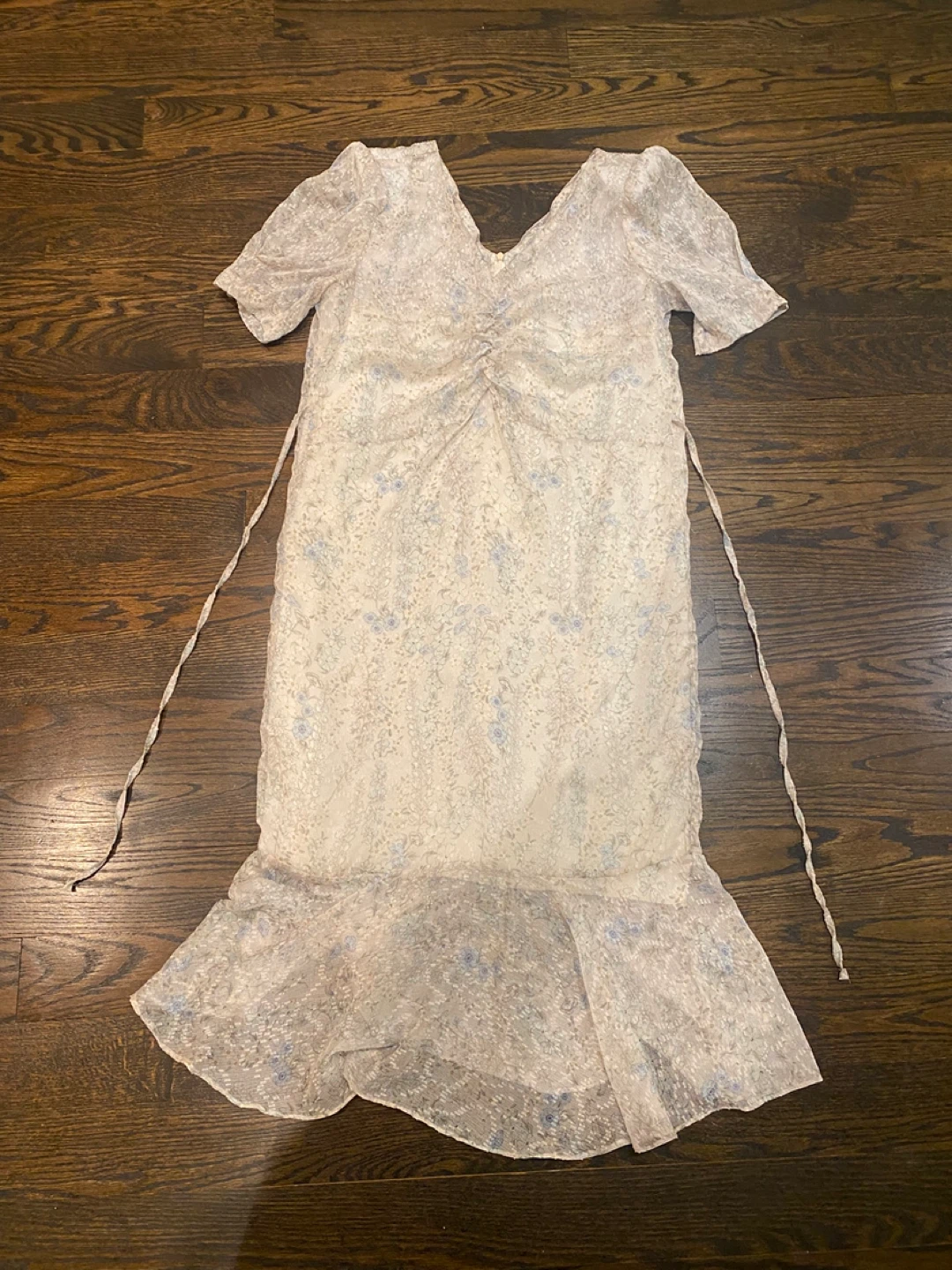 Floral Print Ruched Midi Dress