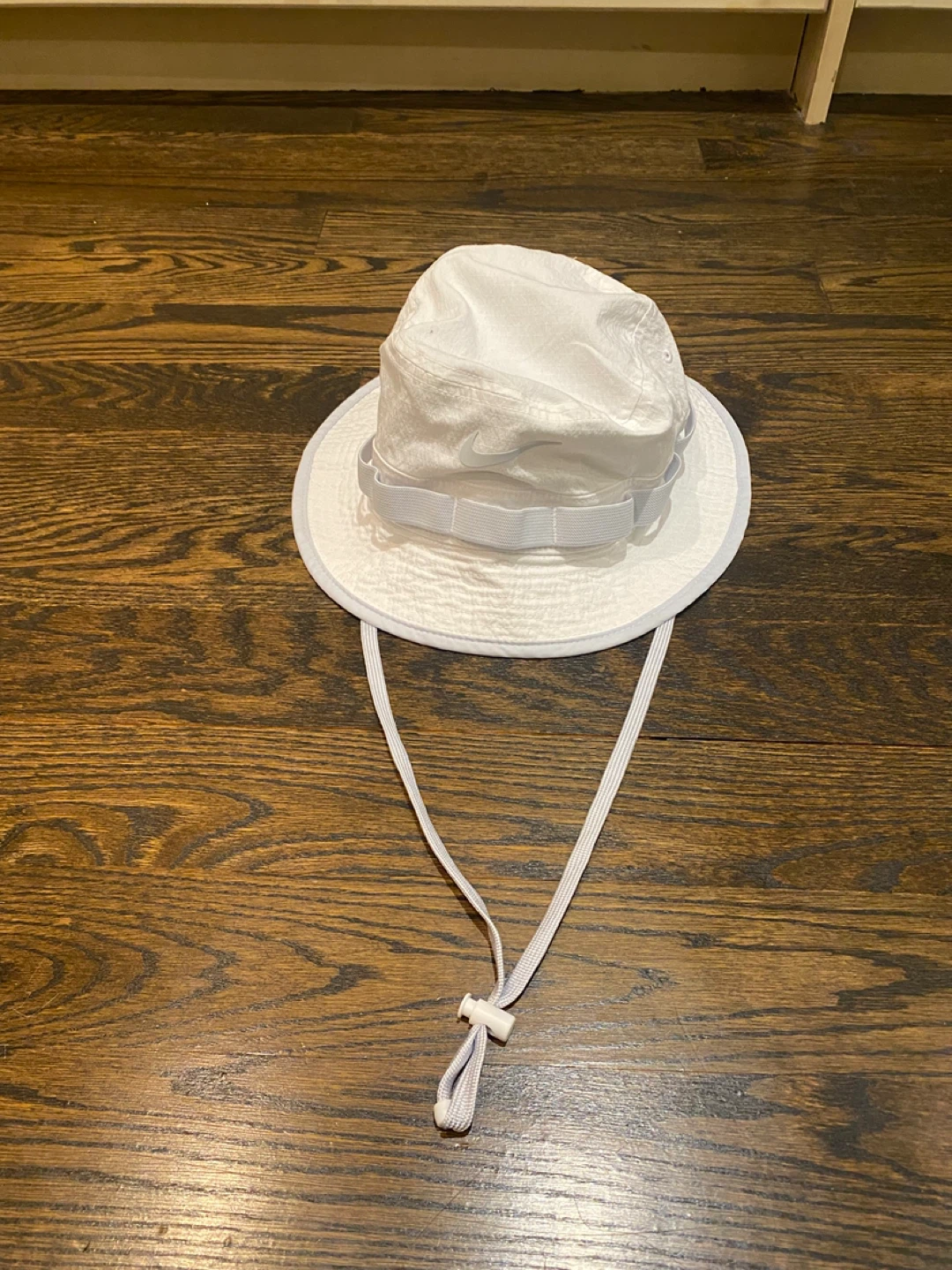 Nike White Bucket Hat with Chin Strap