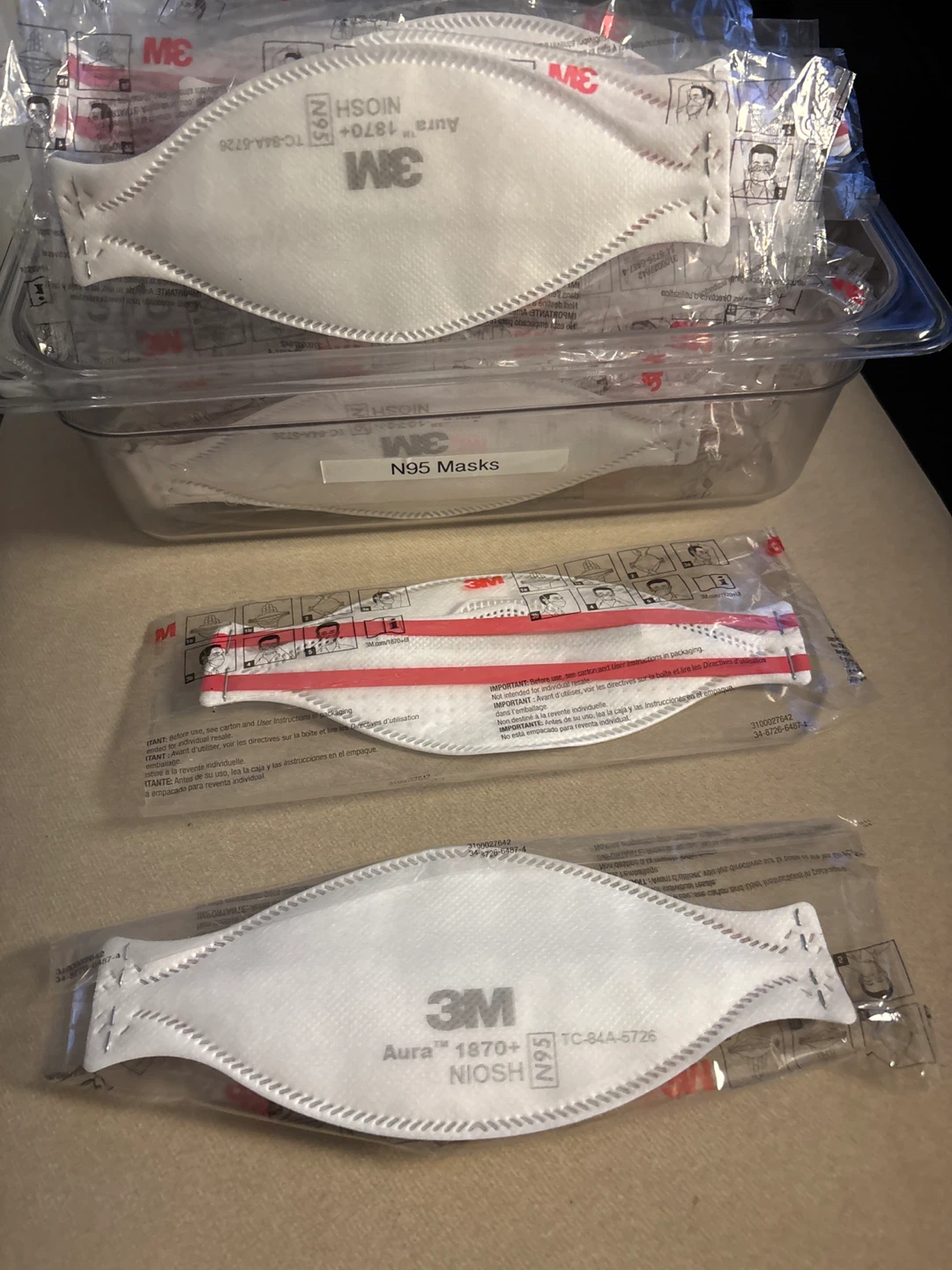 3M Aura 1870+ N95 Masks. 31 individually wrapped