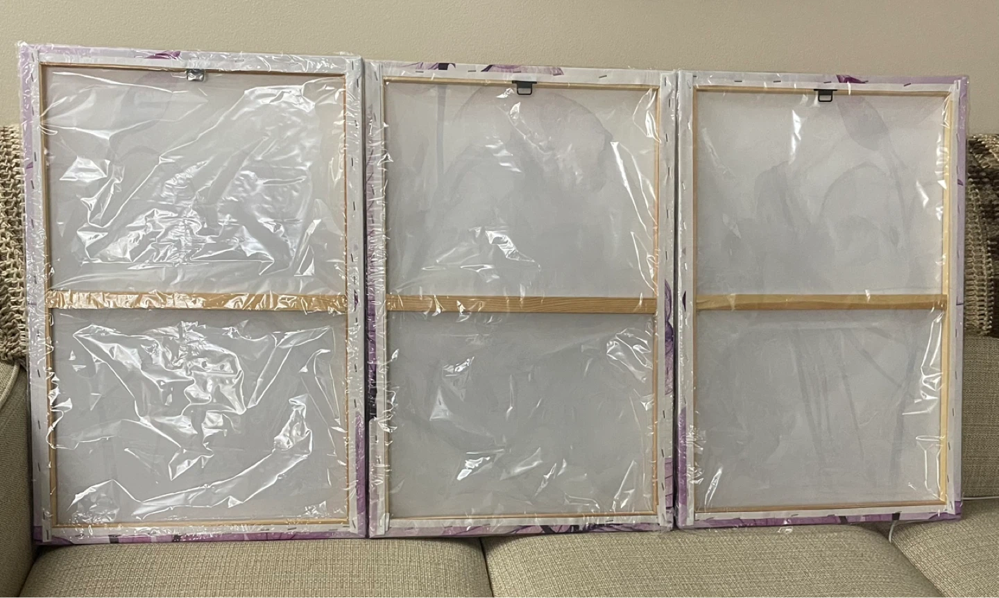 Brand New Set of 3 Floral Canvas Wall Art - Purple - photo 3