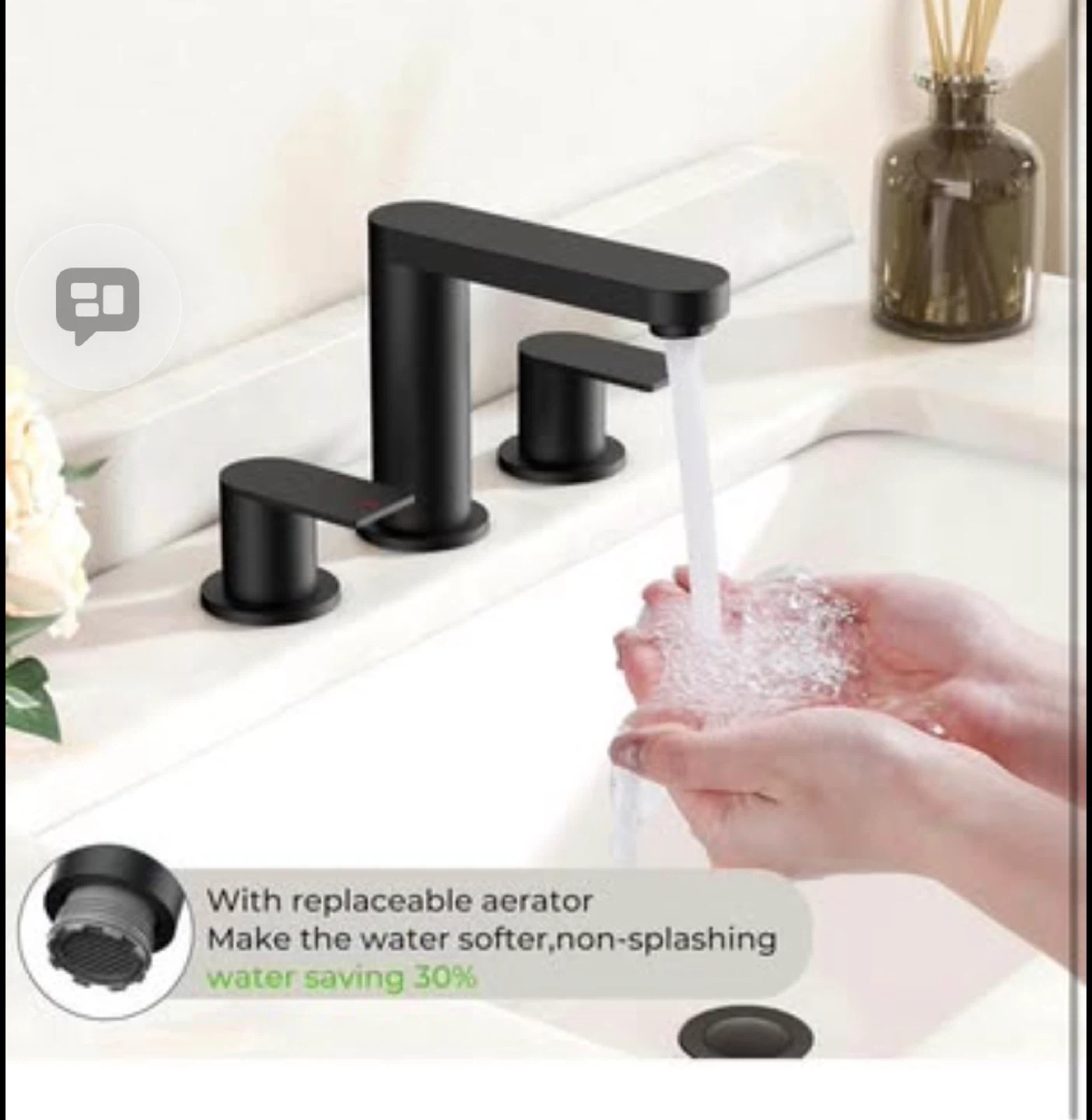 Black Two-Handle Bathroom Faucet with 3 Hole Design - photo 5