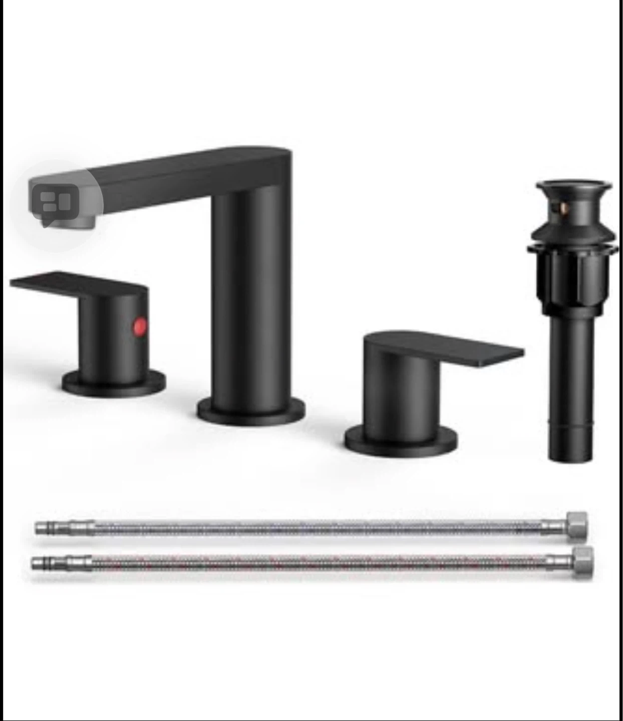 Black Two-Handle Bathroom Faucet with 3 Hole Design