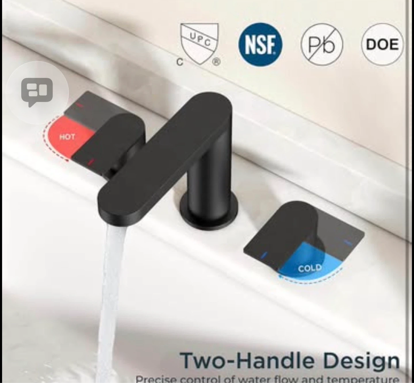 Black Two-Handle Bathroom Faucet with 3 Hole Design - photo 4