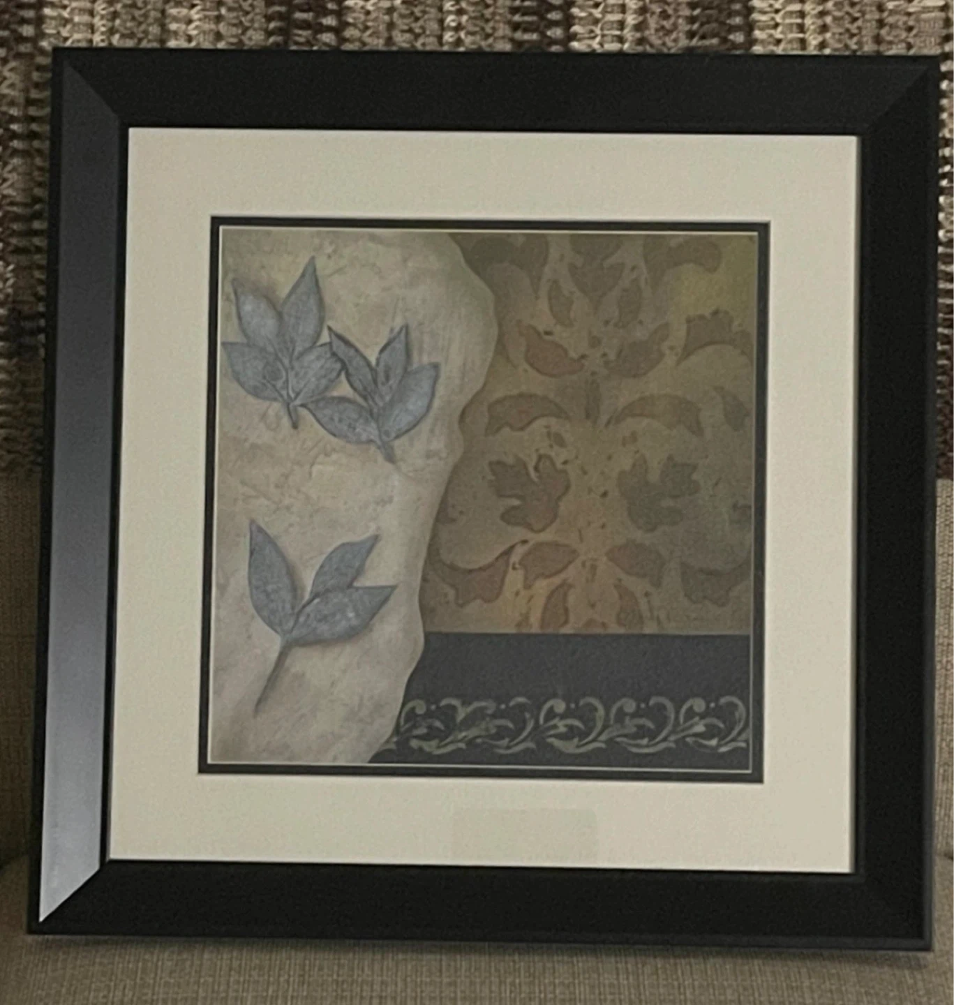 Decorative Framed Wall Art - Leaf Pattern, with Real Clear Glass