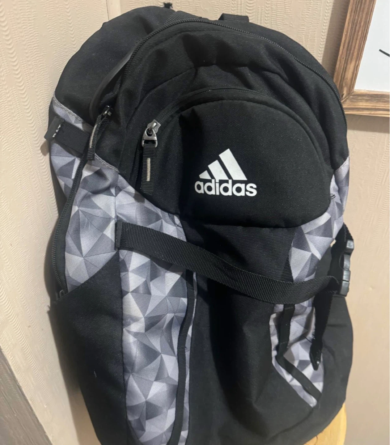 Adidas Backpack Black Grey Geometric