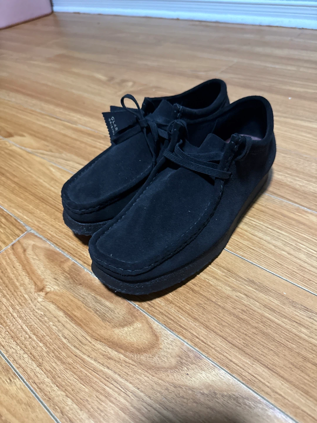 Clarks Wallabee Shoes Black Suede