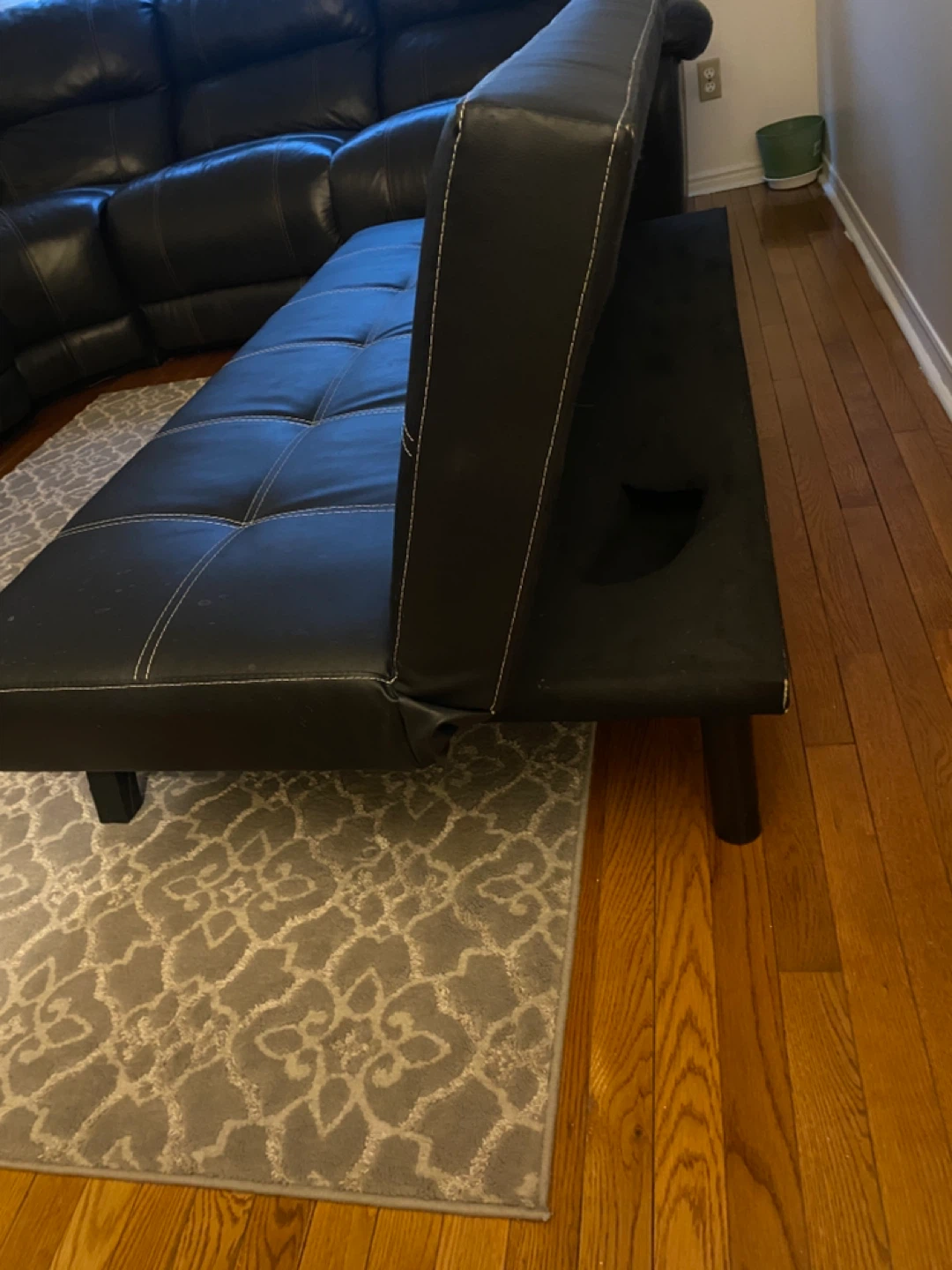 Black Faux Leather Futon Sofa Bed - photo 2
