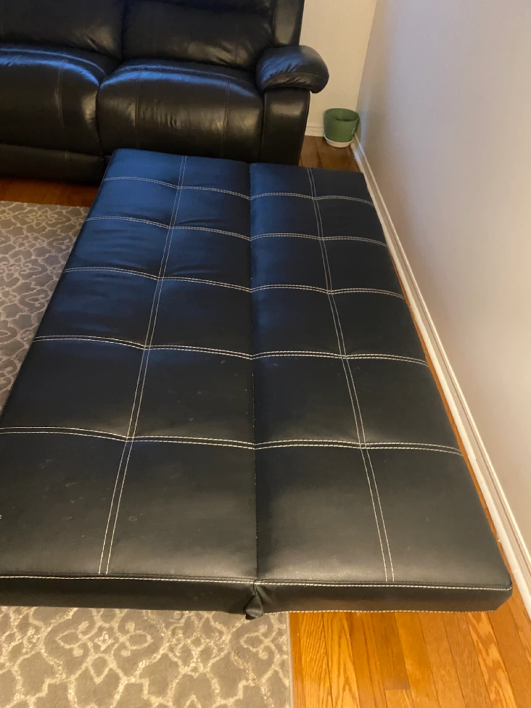 Black Faux Leather Futon Sofa Bed - photo 4
