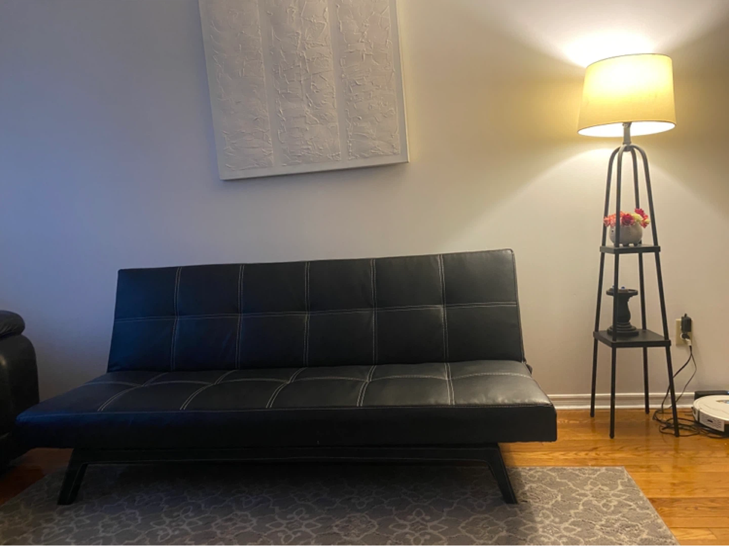 Black Faux Leather Futon Sofa Bed - photo 3