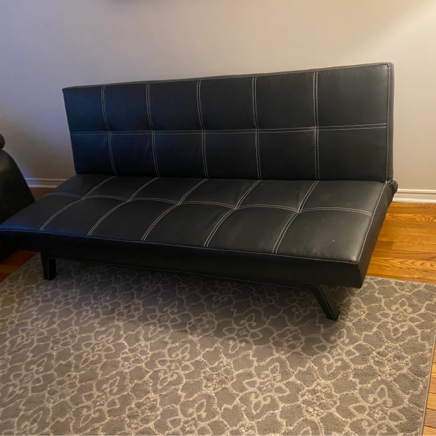 Black Faux Leather Futon Sofa Bed