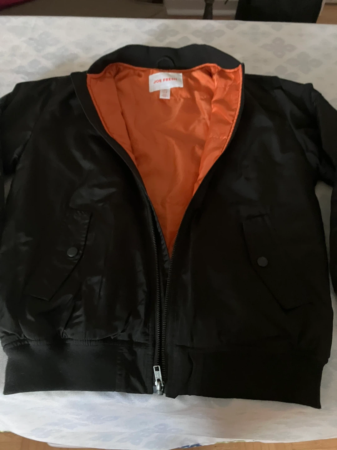 Joe Fresh Black Bomber Jacket with Orange Lining