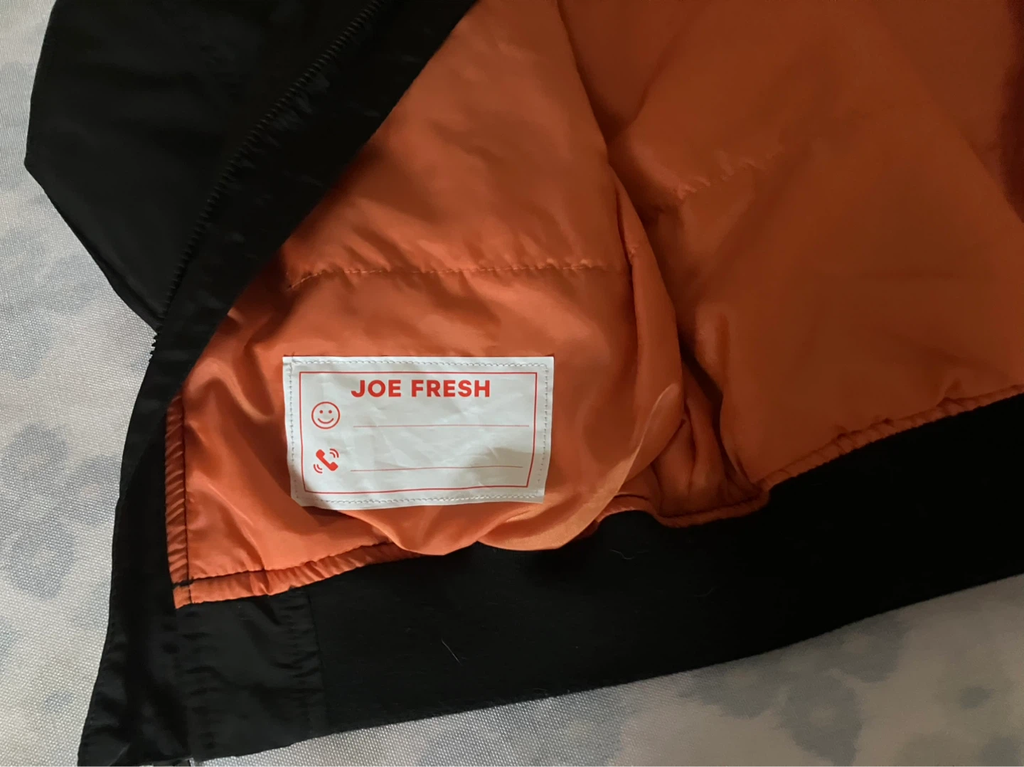 Joe Fresh Black Bomber Jacket with Orange Lining - photo 3