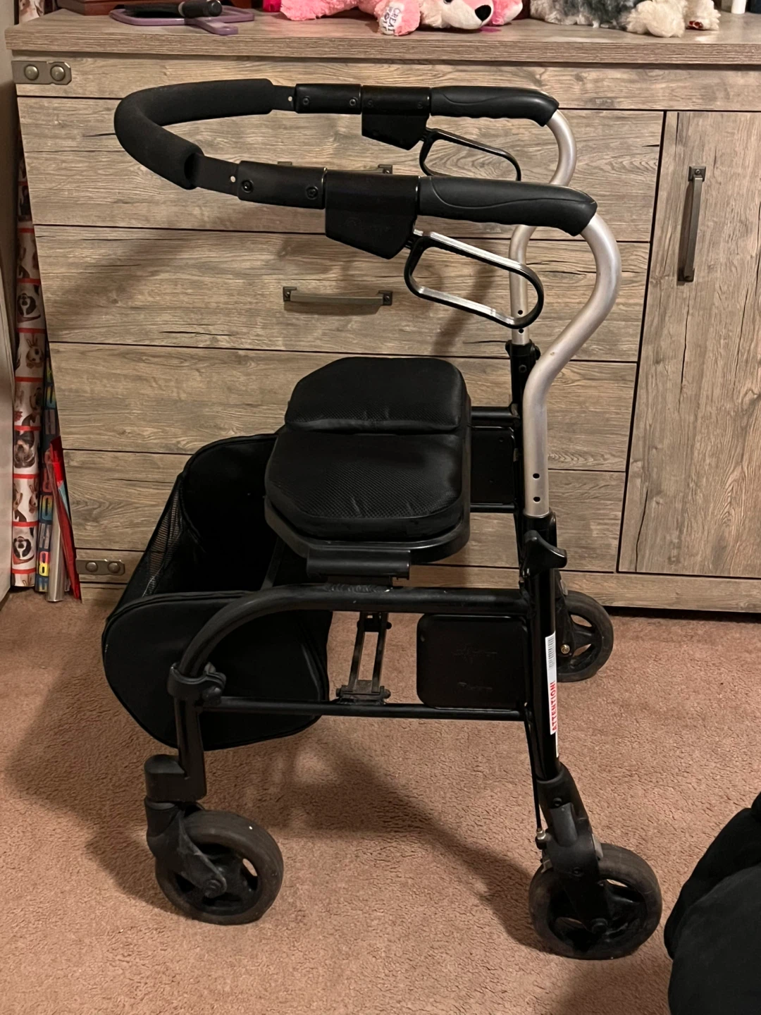 Black Rollator Walker with Seat and Basket - photo 2