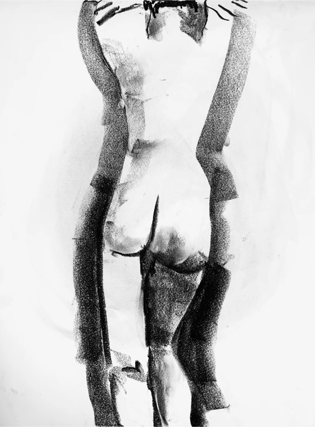 Female Figure Study - Original Charcoal Drawing - 18x24