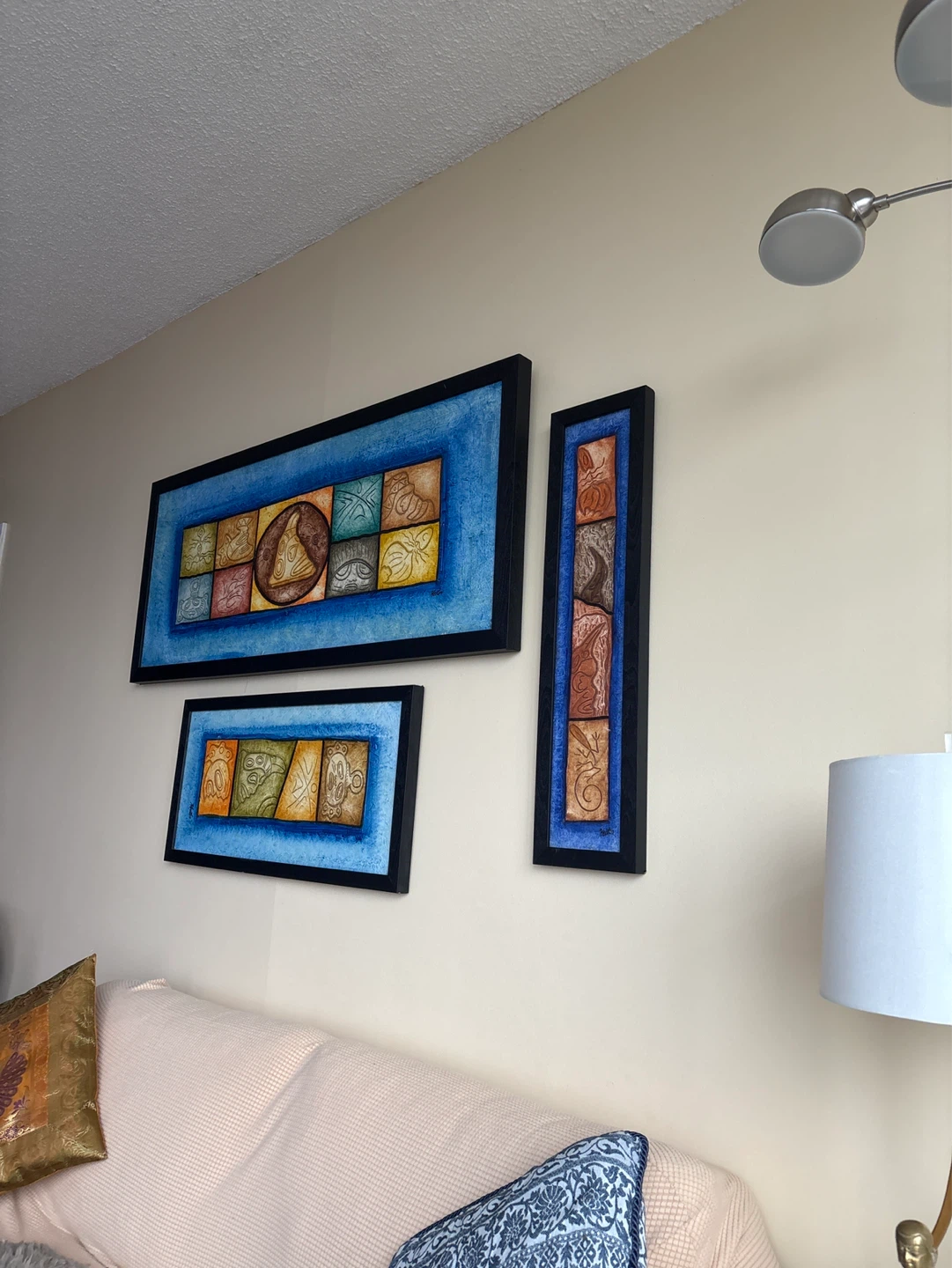 Set of 3 Framed Abstract Art Pieces
