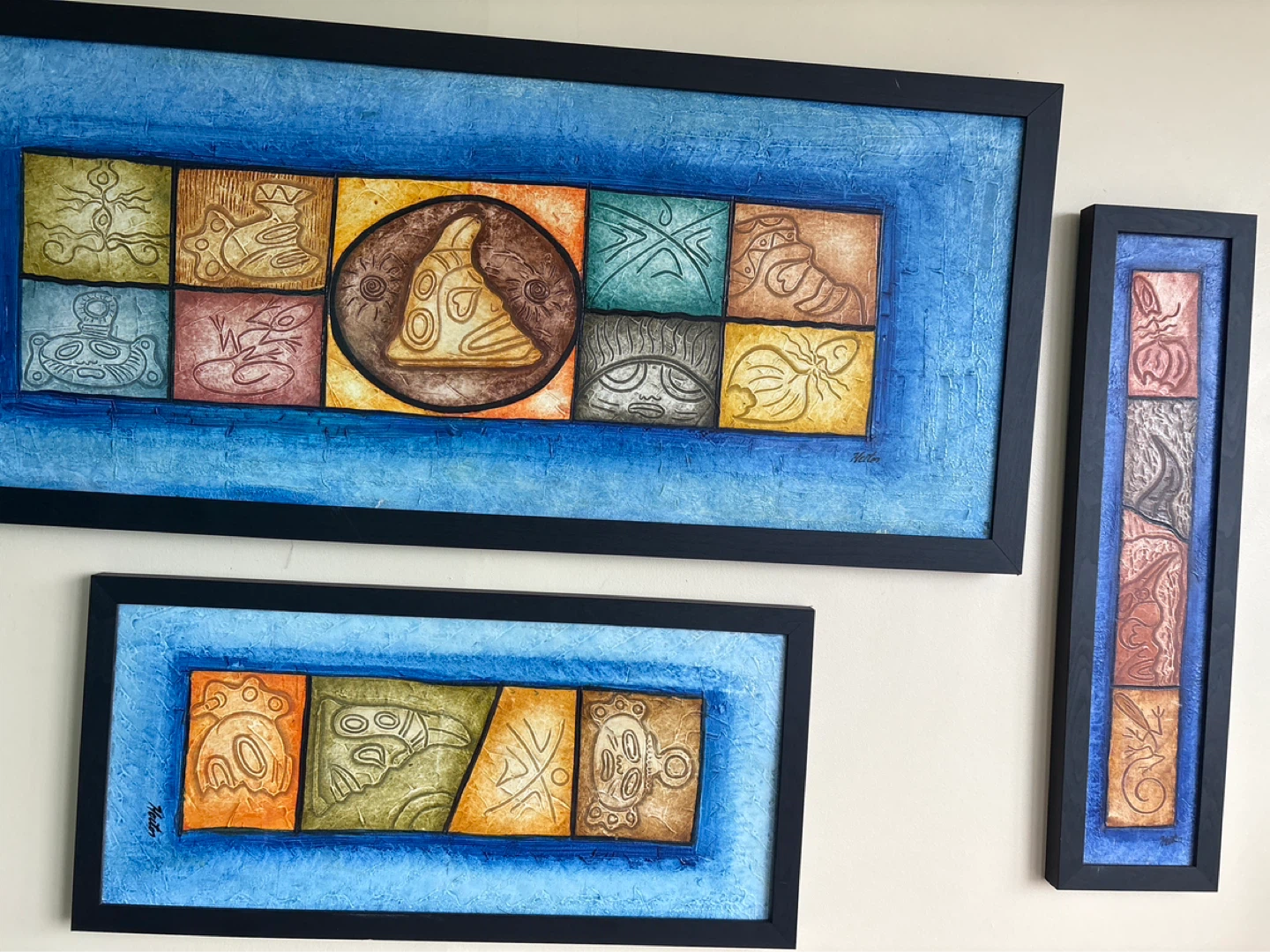 Set of 3 Framed Abstract Art Pieces - photo 4
