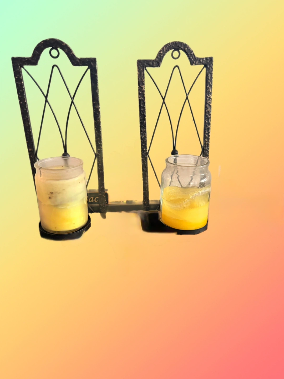 Rustic Metal Double Candle Holder with Jars