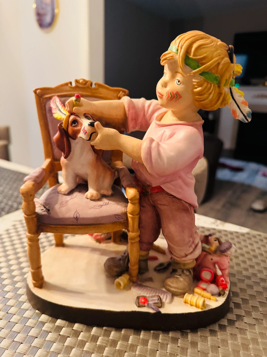 Child and Dog Figurine with Chair (made in Italy) - photo 3