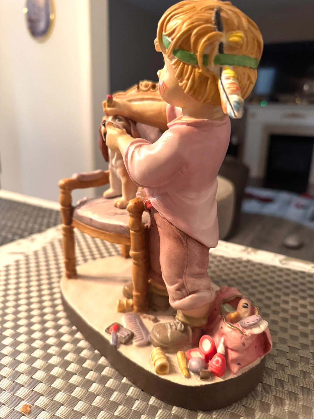 Child and Dog Figurine with Chair (made in Italy) - photo 4