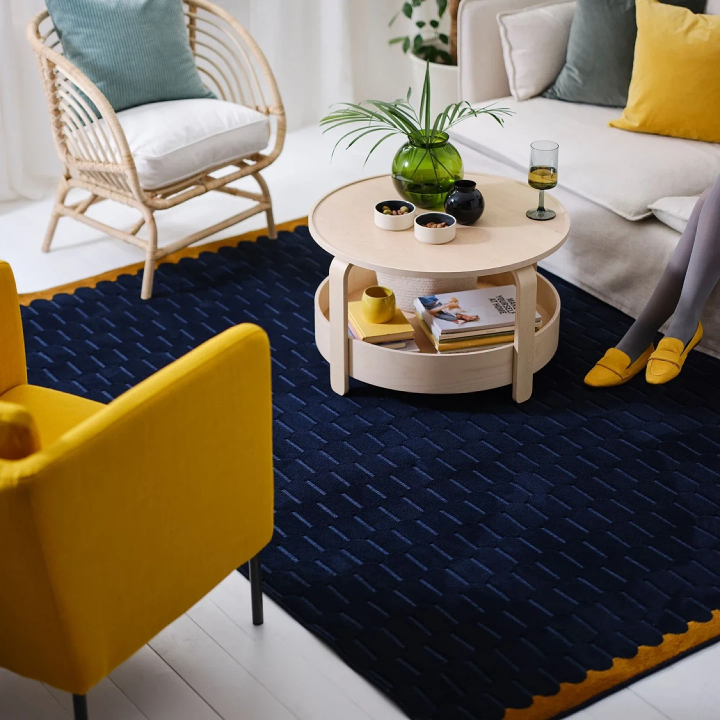 Rug 7’10” x 5’7” Ikea NÖVLING - navy dark blue - photo 5