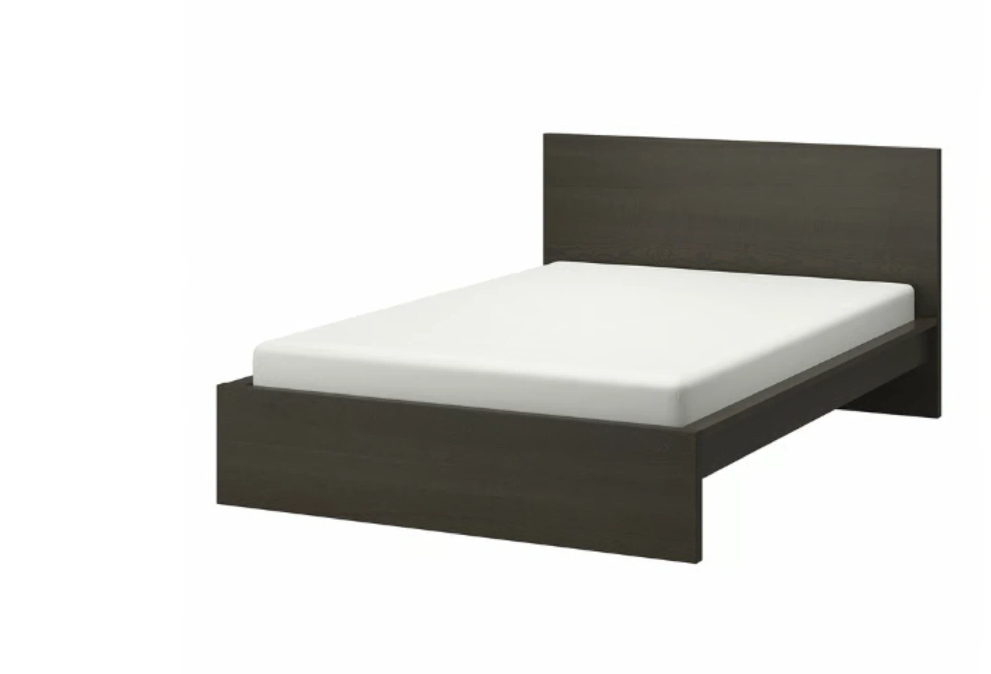 IKEA Malm Double Bed Frame with Slats & Mattress - Dark Brown - photo 2