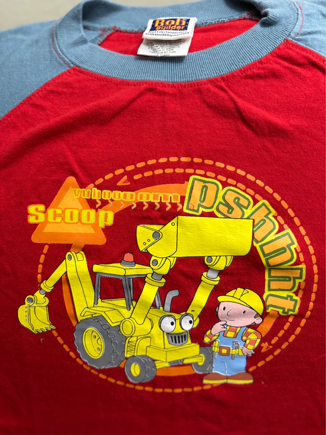 Vintage Bob the Builder Red & Blue Raglan T-Shirt Size 2 - photo 2