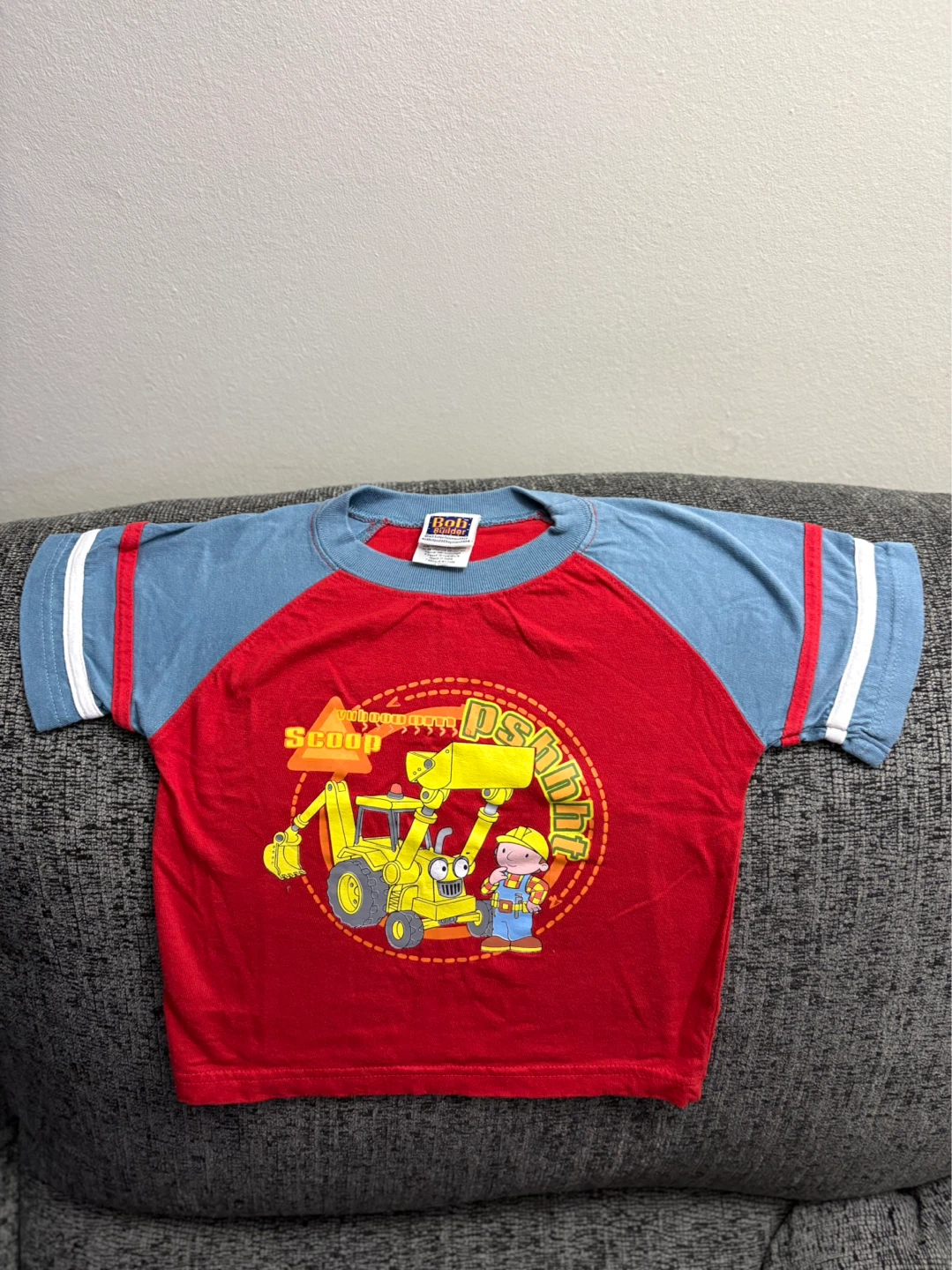 Vintage Bob the Builder Red & Blue Raglan T-Shirt Size 2