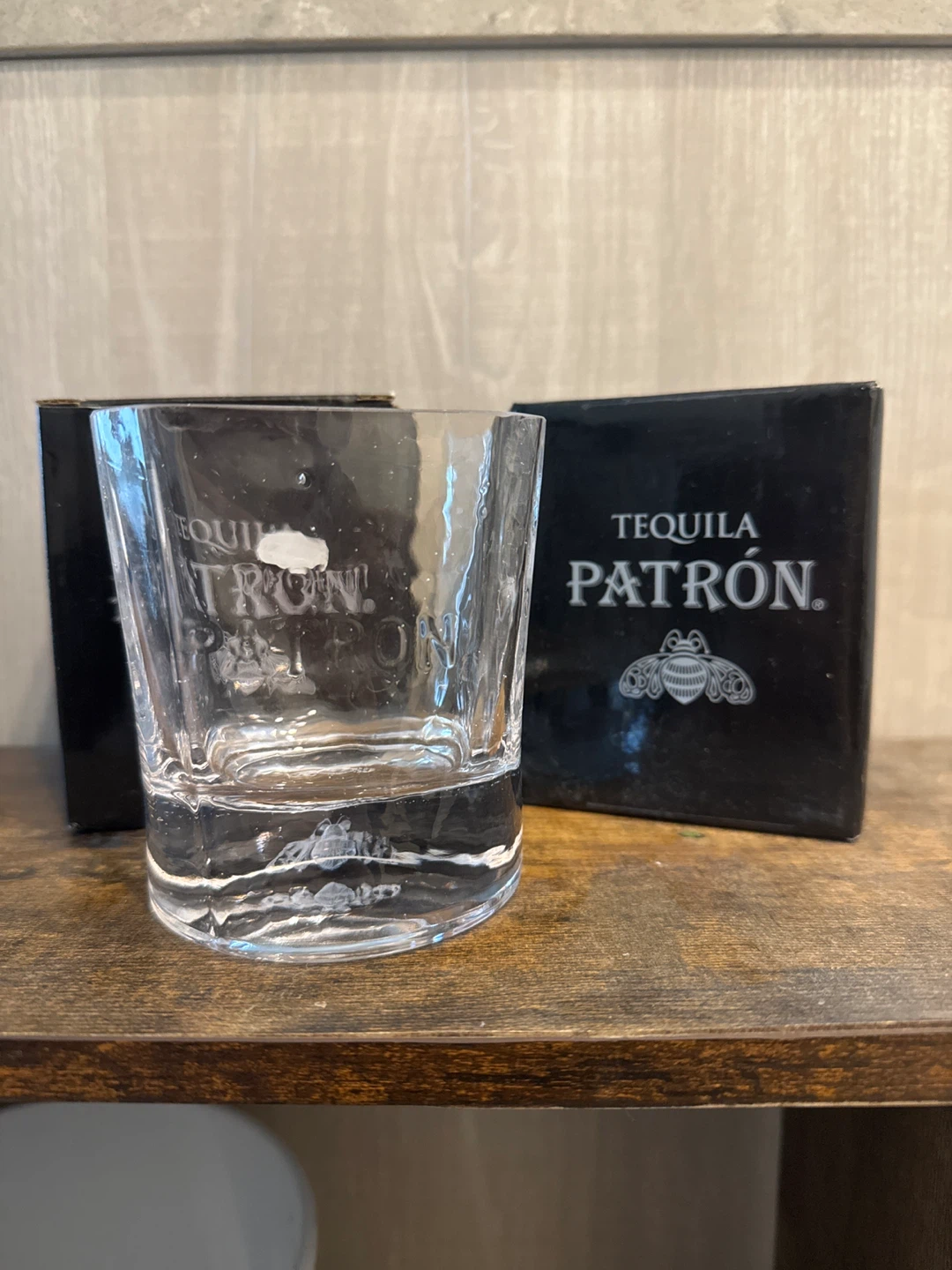 Patrón Tequila Rocks Glass with 3D Bee Logo