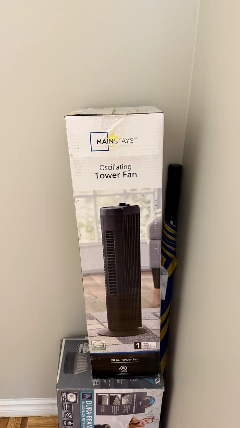 Mainstays Oscillating Tower Fan - Black, 28 inch