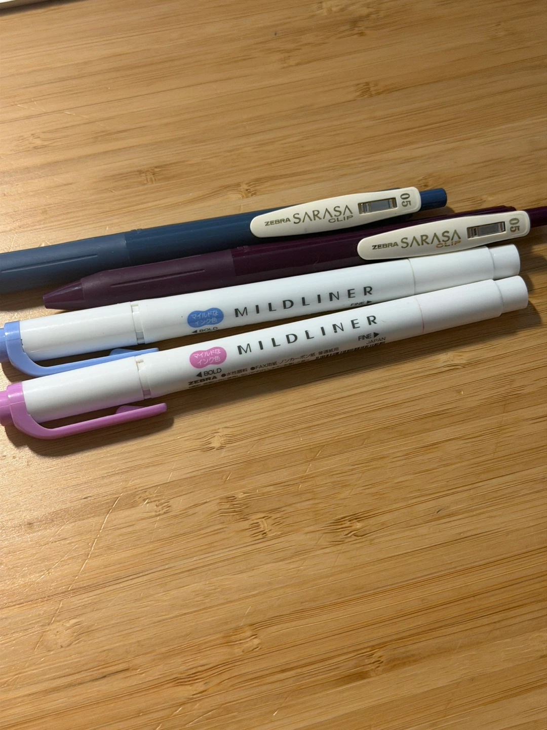 Zebra Sarasa Clip & Mildliner Pens