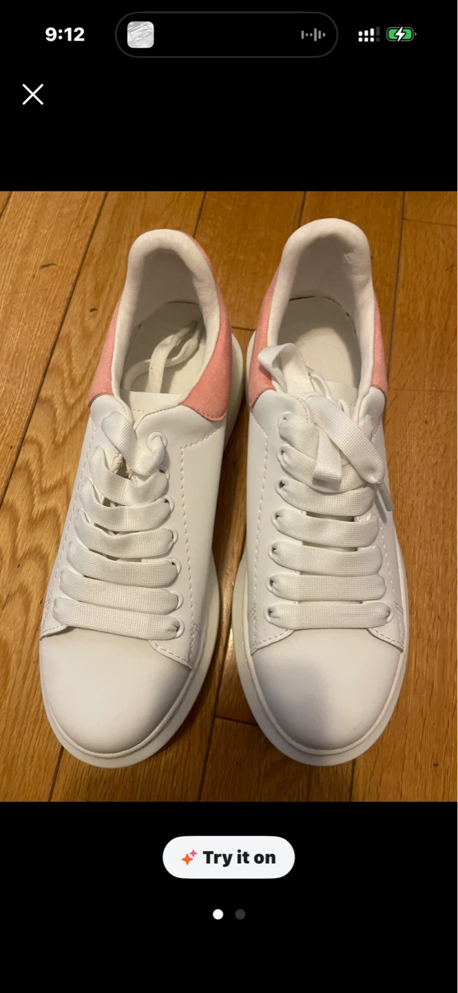 Women's White & Pink Sneakers - Size 39