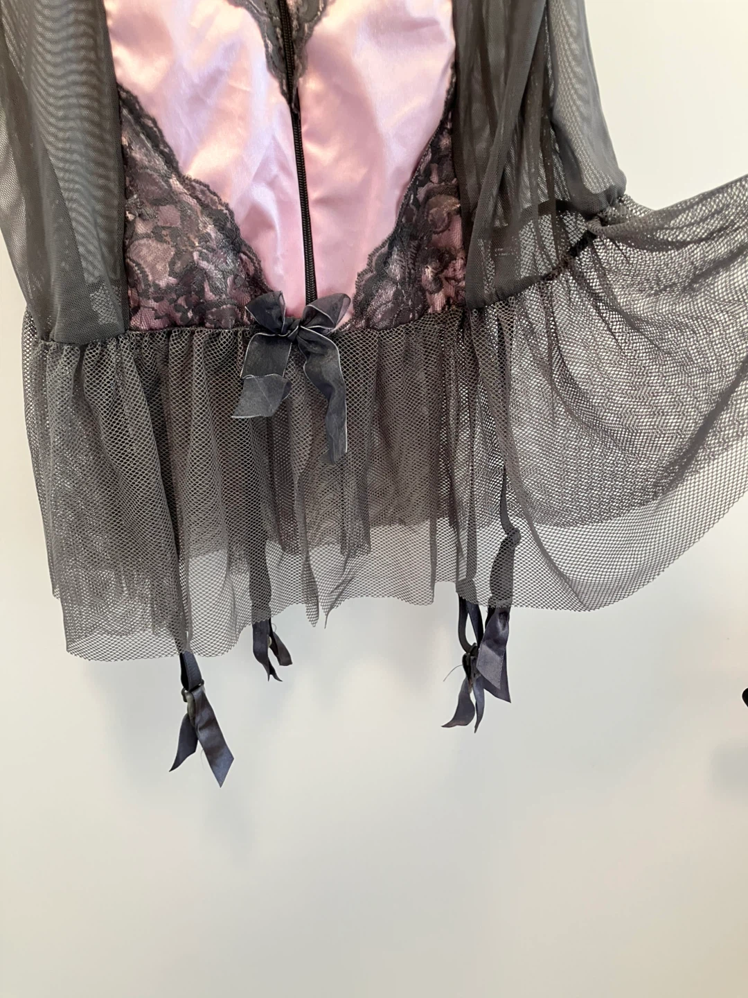 Pink and Grey Lace Corset with G-string - photo 5