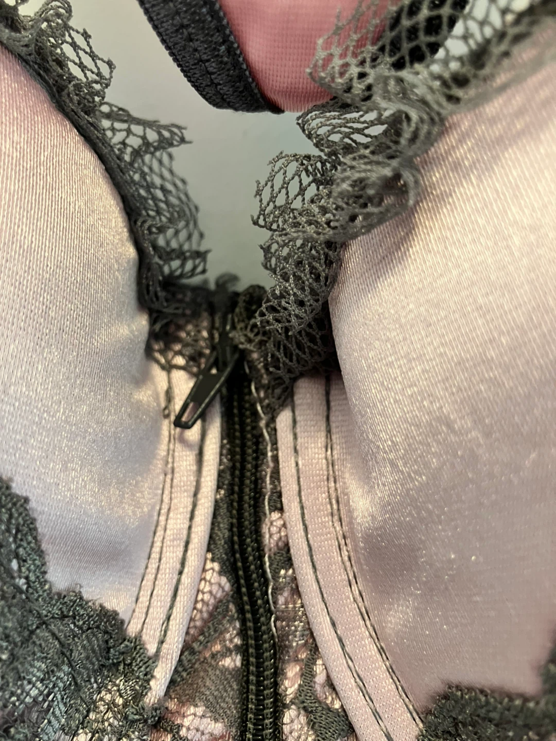 Pink and Grey Lace Corset with G-string - photo 4