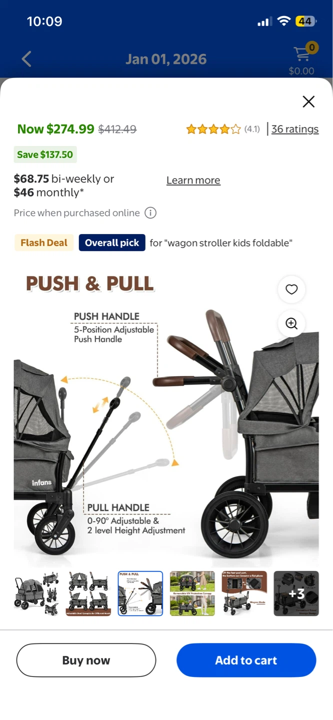 Infans Foldable Wagon Stroller for Kids