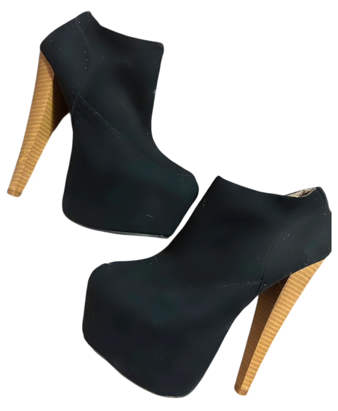 GoJane Black Suede Platform Ankle Booties