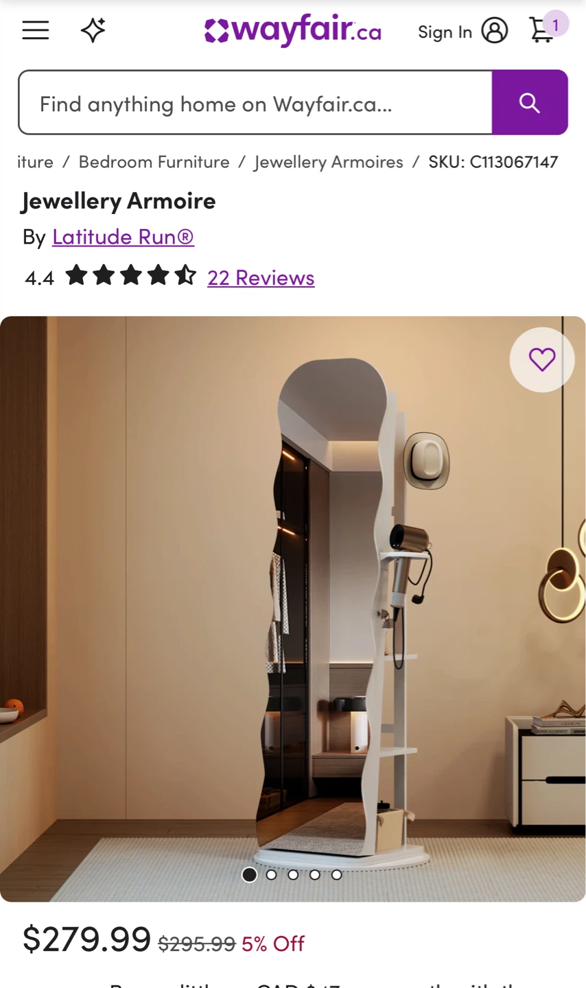 Latitude Run Jewellery Armoire