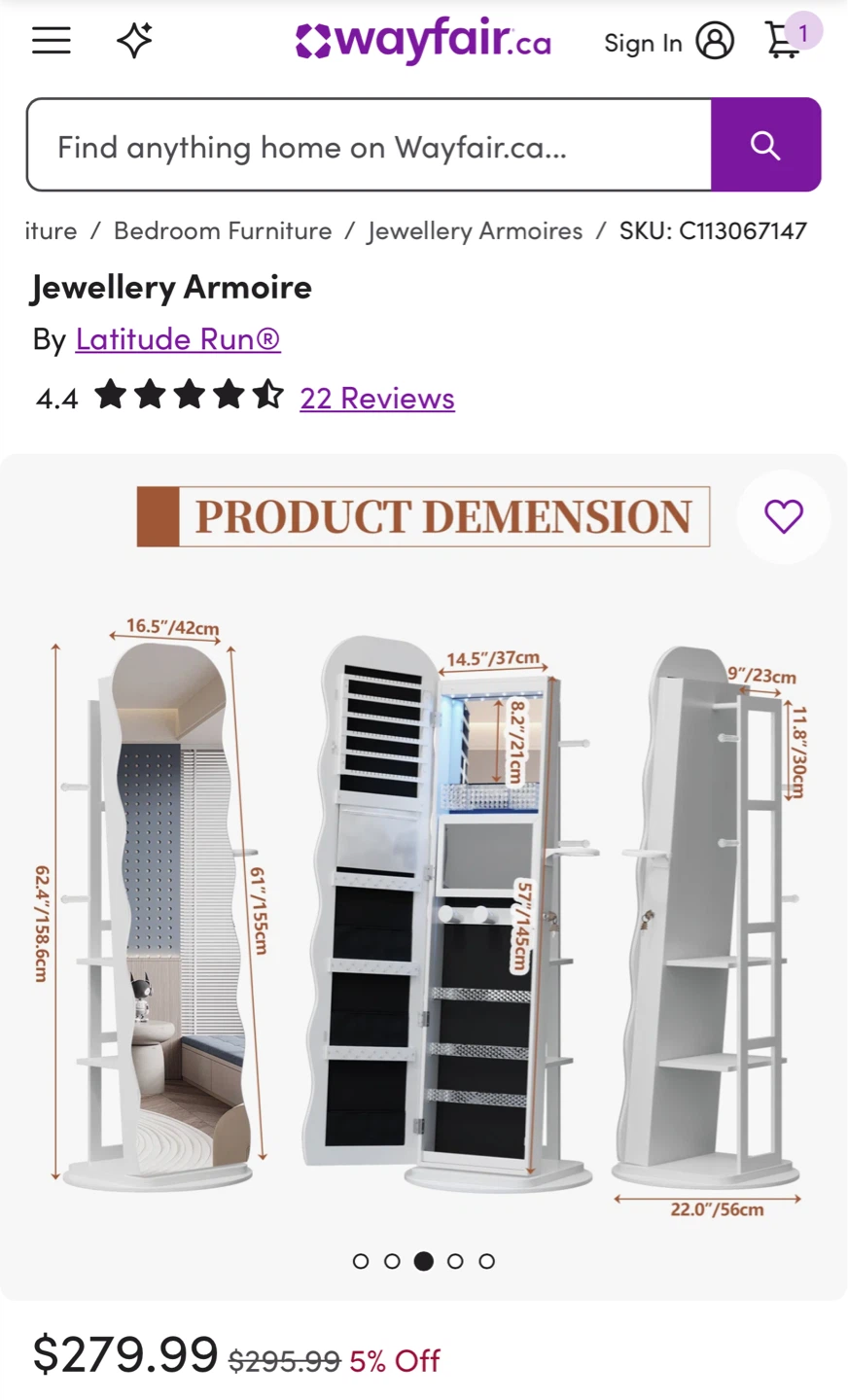 Latitude Run Jewellery Armoire - photo 3