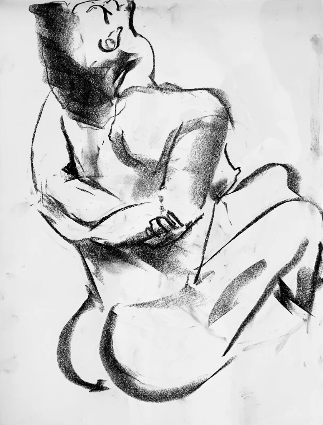 Female Figure Study - Original Charcoal Drawing - 18x24 - photo 2