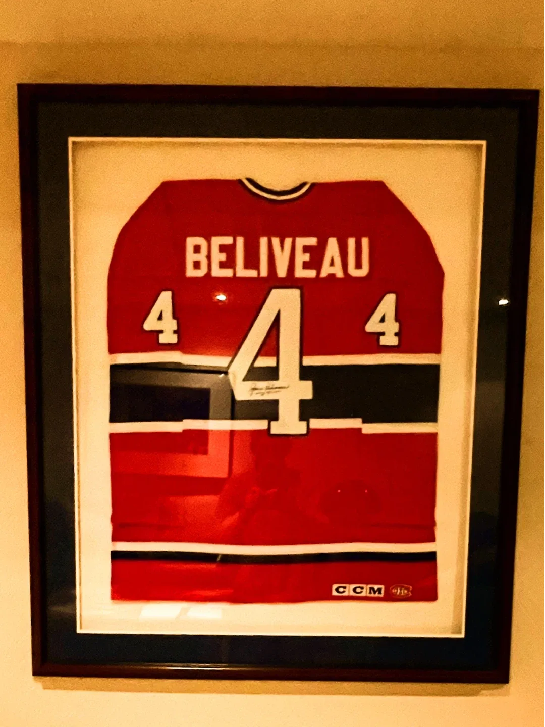 Jean Beliveau 4 Montreal Canadiens Signed Hockey Jersey