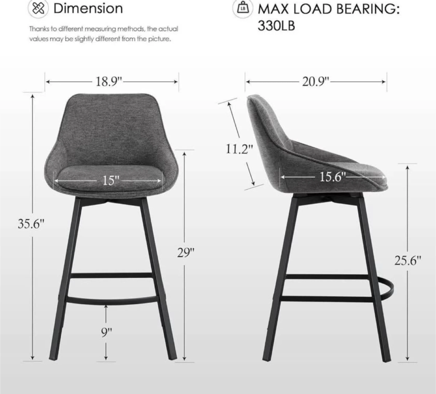 Grey Swivel Bar Stools (Set of 2) - photo 2